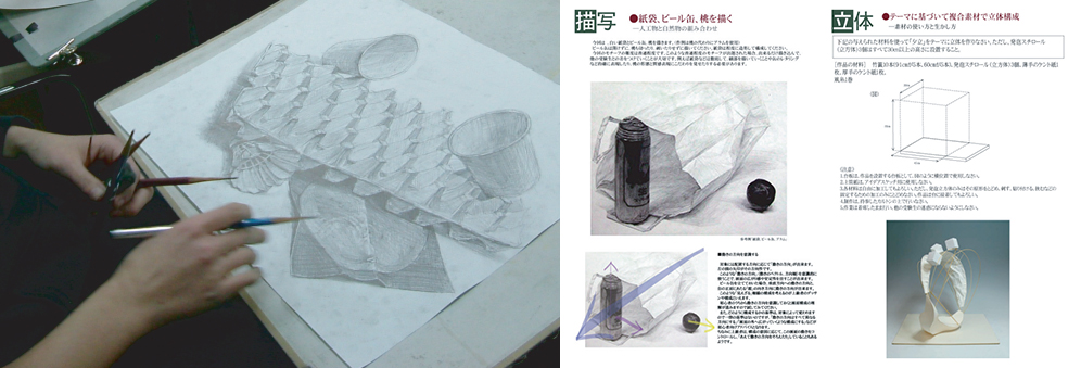 御池アートスクールの実際の指導風景と解説資料