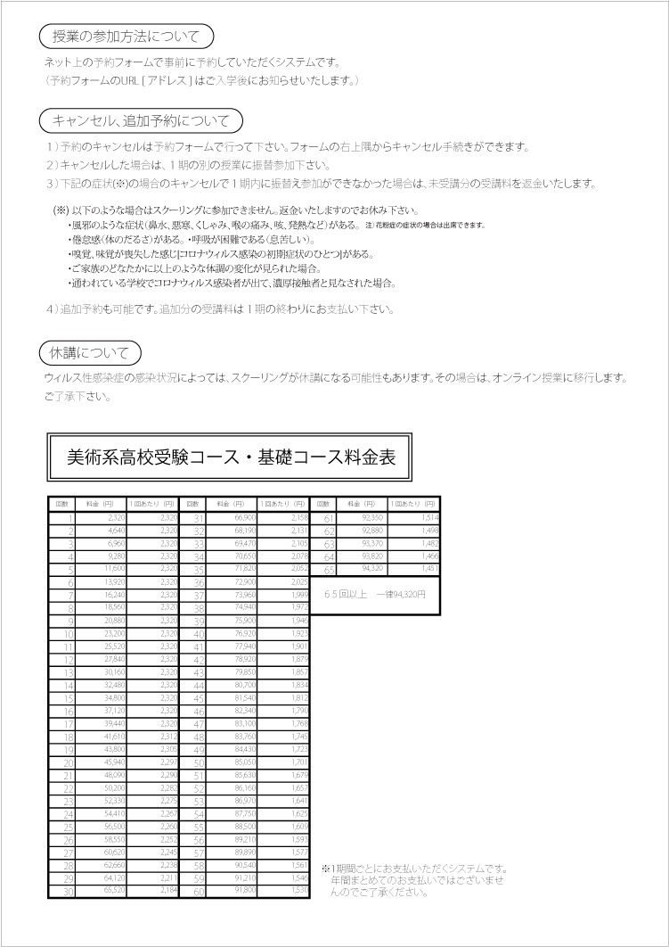 案内要項（裏面）