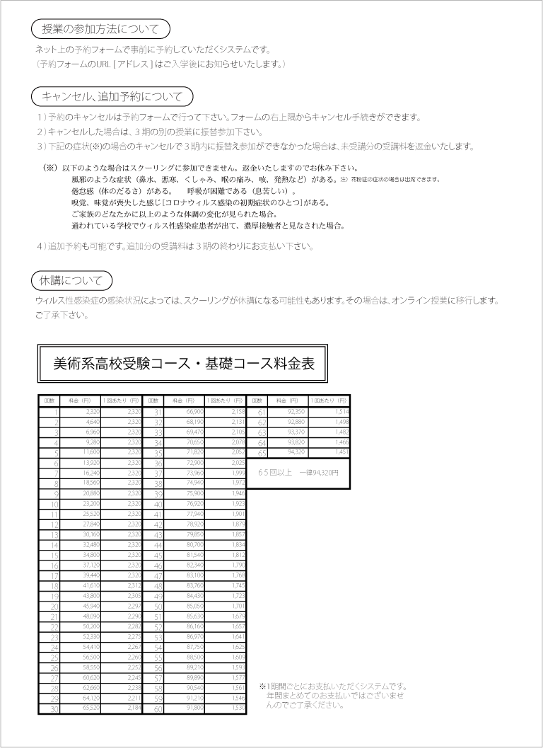 案内要項（裏面）