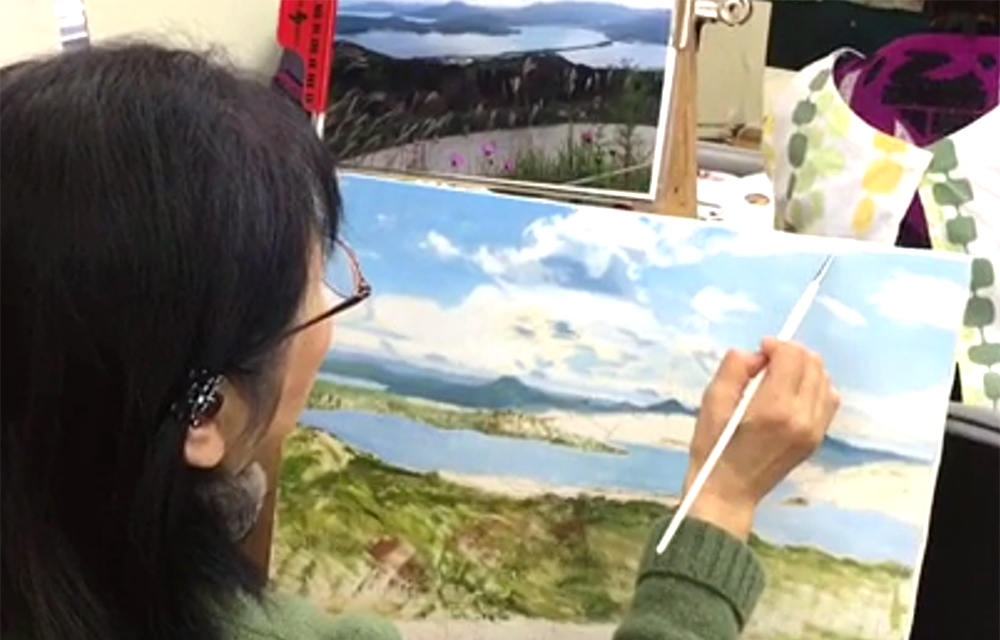 油絵制作中